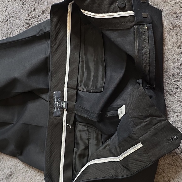 Banana Republic 718 Trouser Cuff Stretch Straight Sheen Black pants Size 14 - Picture 6 of 11